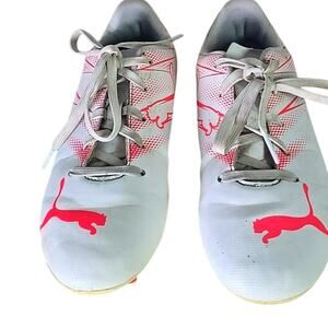 Puma Neon Attacanto FG/AG Jr. Soccer Cleats White Fire Orchid Youth Size 3.5